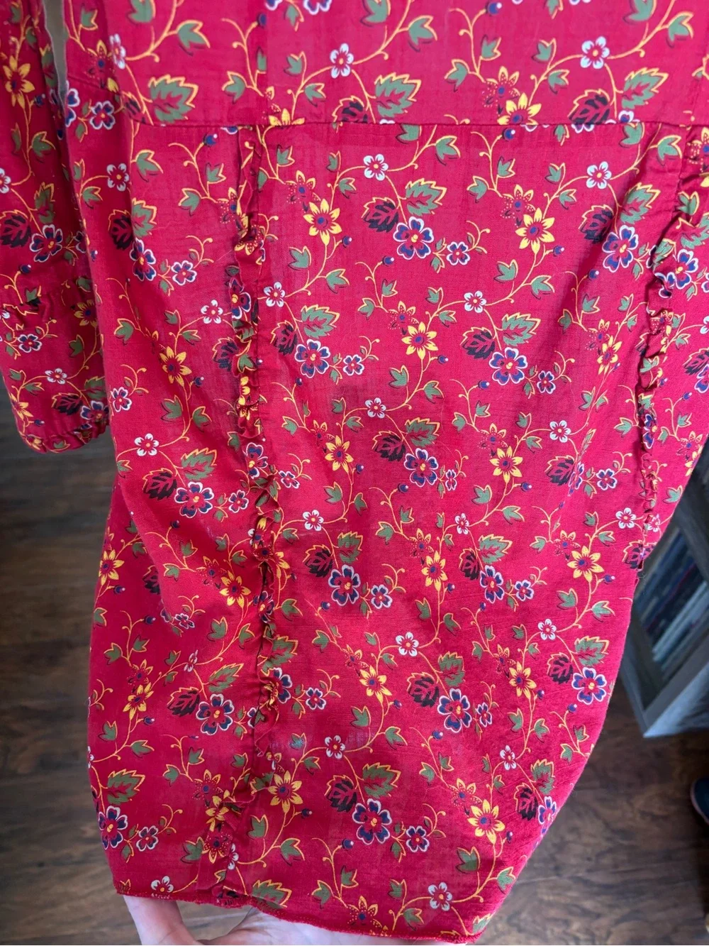 Vintage Free People Button Front Long Sleeve Floral Dress